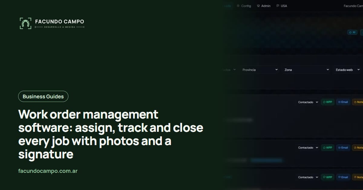 Work order management software: assign, track and close every job with photos and a signature