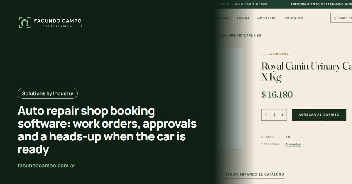 Auto repair shop booking software: work orders, approvals and a heads-up when the car is ready
