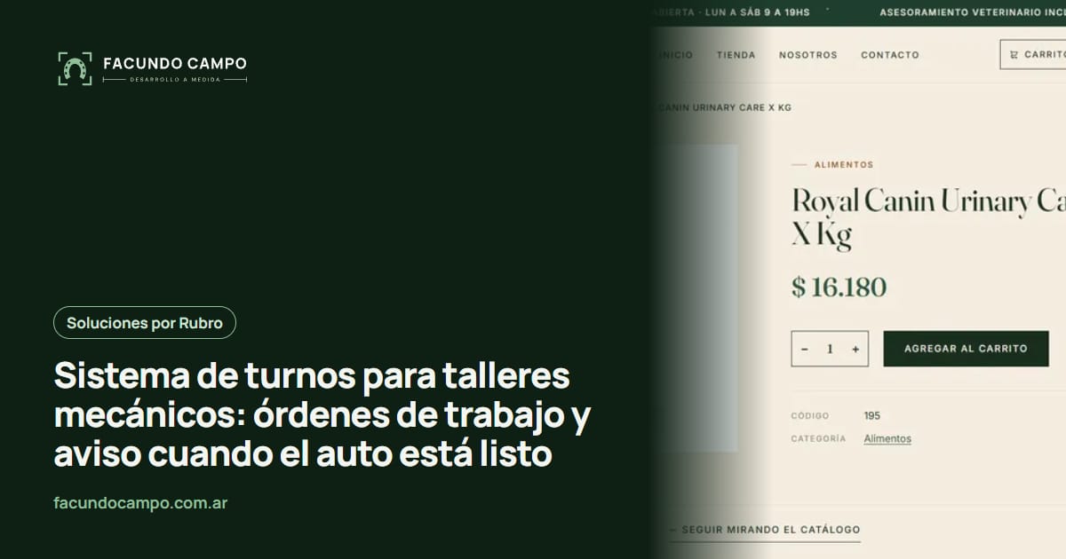 Sistema de turnos para talleres mecánicos: órdenes de trabajo y aviso cuando el auto está listo