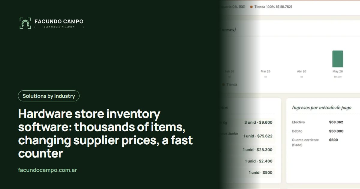 Hardware store inventory software: thousands of items, changing supplier prices, a fast counter