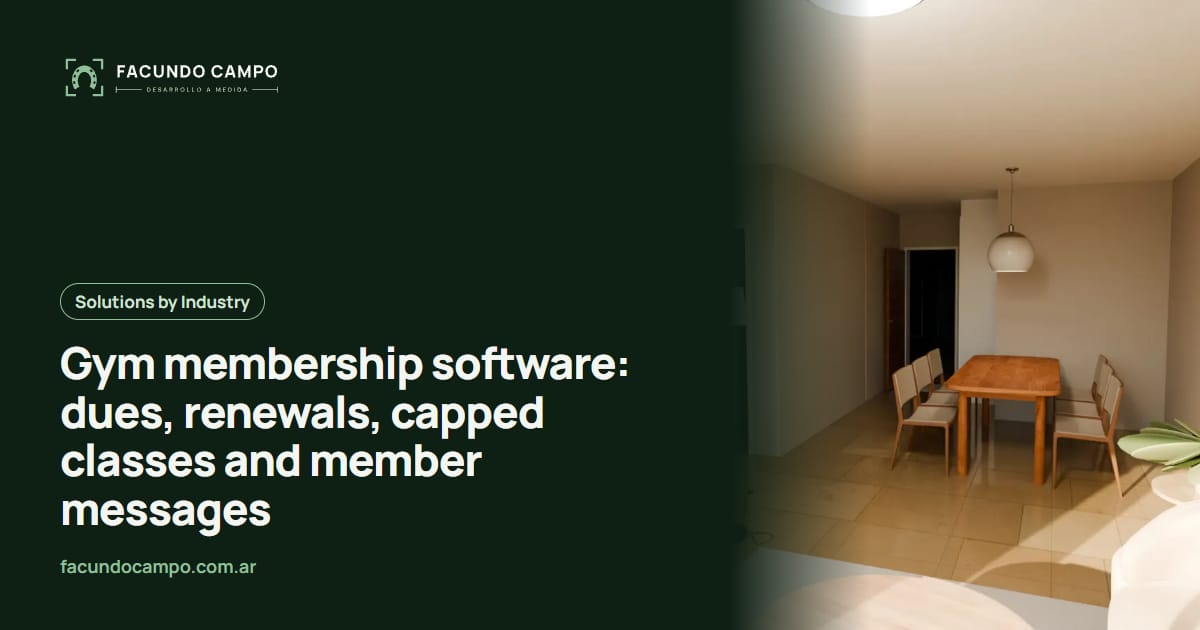 Gym membership software: dues, renewals, capped classes and member messages