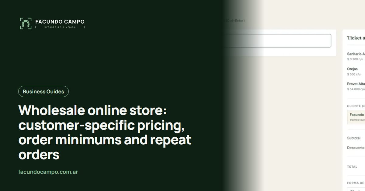 Wholesale online store: customer-specific pricing, order minimums and repeat orders