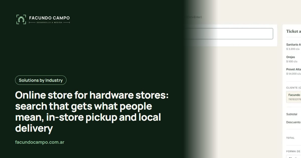 Online store for hardware stores: search that gets what people mean, in-store pickup and local delivery