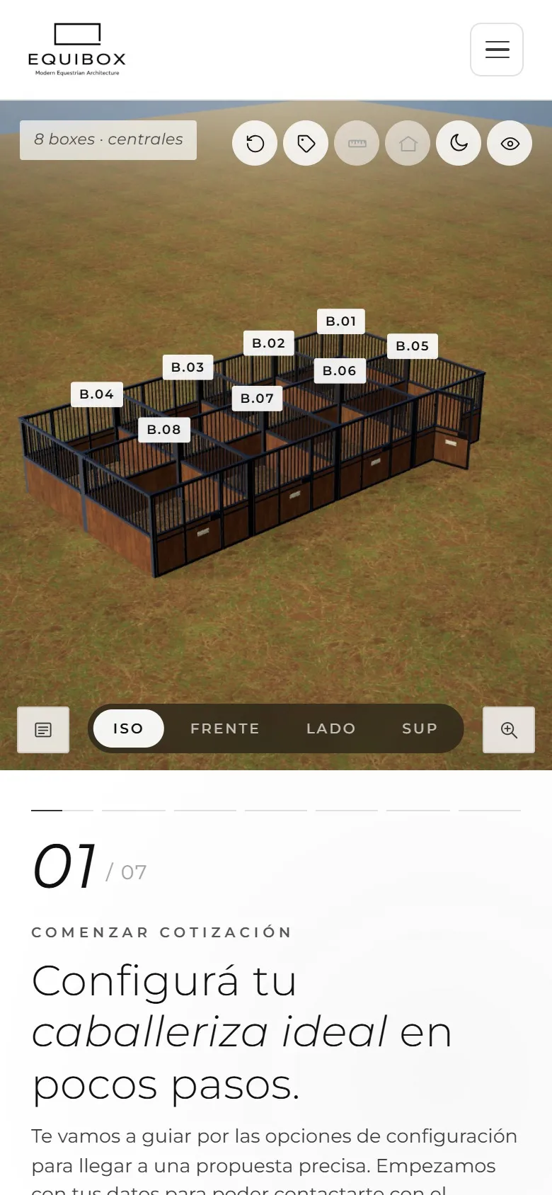 En el celular: el 3D arriba, el formulario abajo