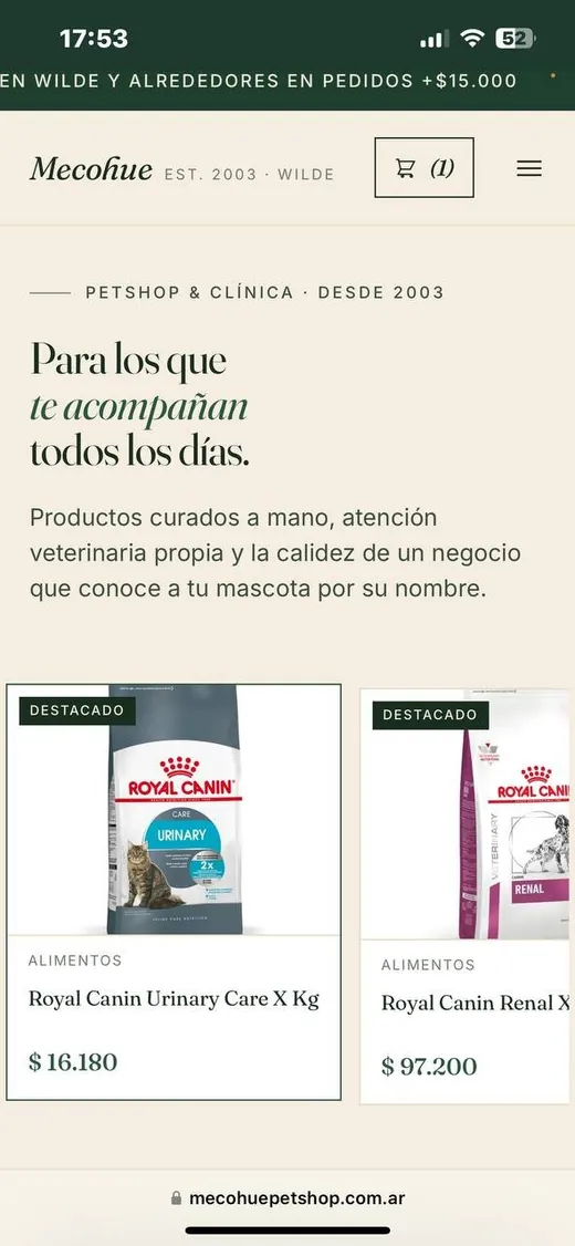 Mobile site with carousel