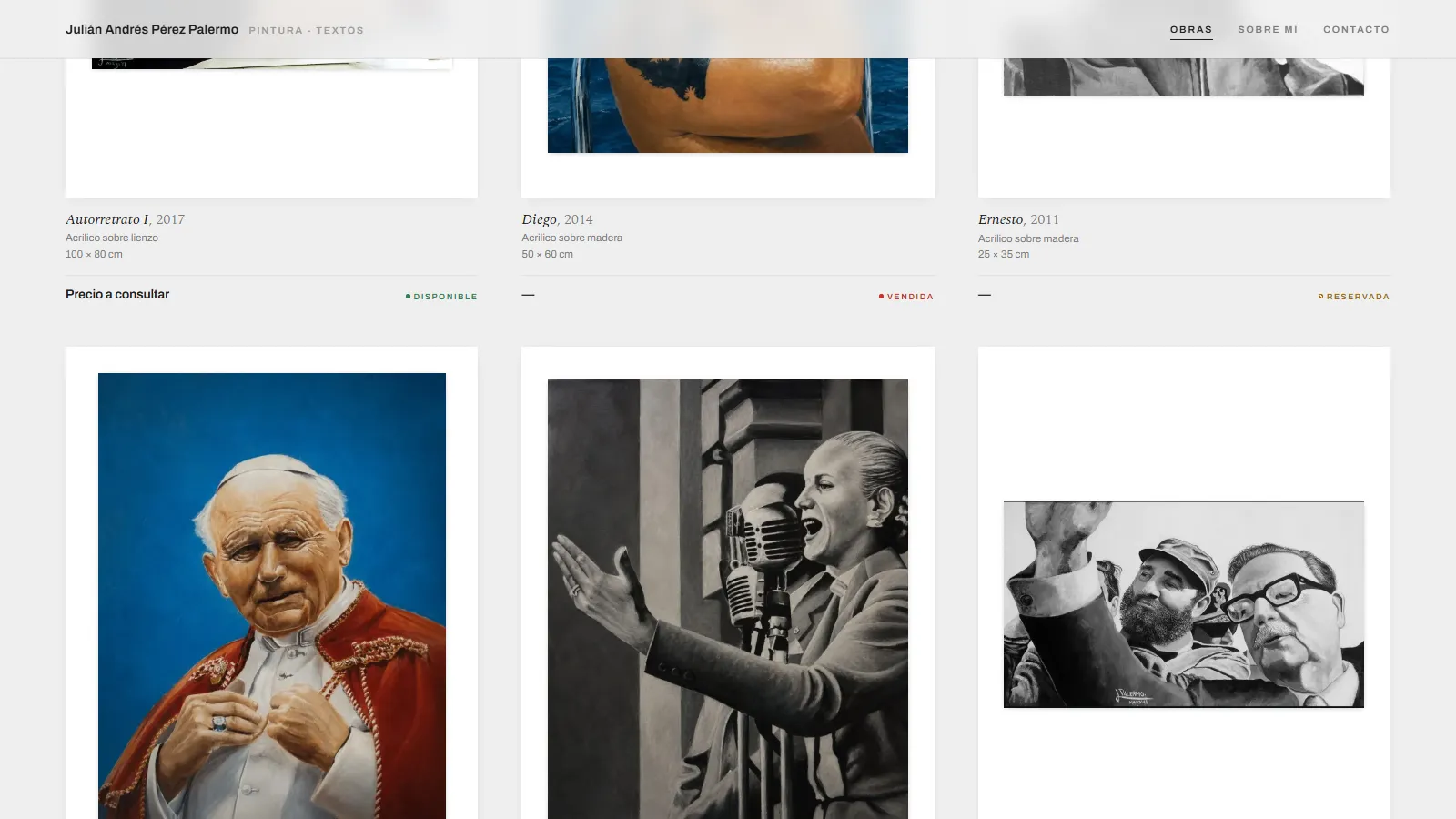 Status of each work: available, sold, reserved